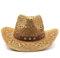 Stakee Chapeau Cowboy Homme Paille Western Rondoir Chapeau De Main Kaki Unisex Adulte Cowboy HAT