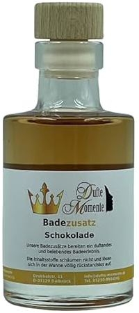 Dufte Momente Badezusatz Schokolade 100ml - hochwertiges Badeöl in attraktiver Glasflasche mit Korkmündung