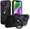 XTCASE Hülle für iPhone 13 / iPhone 14 kompatibel mit Magsafe, Transparent Magnetring Handyhülle für iPhone 13 / iPhone 14 mit Magnet Ständer Kratzfeste PC Rückseite + TPU Bumper - Schwarz