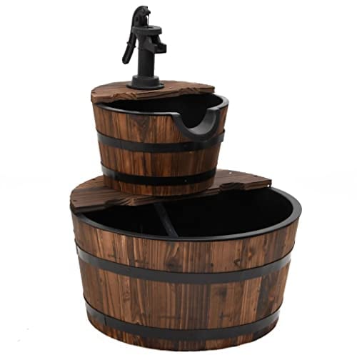 vidaXL Fontaine à Eau avec Pompe 44,5x44,5x58 cm Bois de Sapin Massif, Jeu d'eau, Fontaine, Fontaine d'eau de Jardin, Jeu d'eau de Jardin