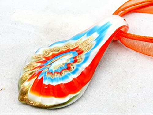 Handmade Lampwork Glass Lovely Vortext Water Drop Pendant Fit Necklace Jewelry Gifts (Color : Champagne Gold)