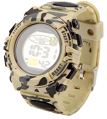 VGEBY Sportuhr, 12-24-Stunden-System, Digitaluhr, Wasserdicht, Nachtleuchtend, Chronograph, für Männer, Studenten, Geschenk, Outdoor, Camouflage-Farbe (Khaki)
