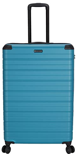Kenorada Reisetrolley Redwood 4R | Hartschalen Koffer mit Vier Rollen | Trolley mit Zahlenschloss | praktische Innenaufteilung | arretierbares Doppelgestänge (Petrol, L - großer Koffer 77cm)