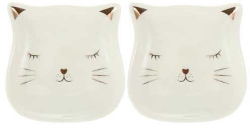 Cabilock 2 Pièces Assiette Chat Collier De Chat Décor Nordique Plaque De Bague De Bijoux Porte-bijoux En Porcelaine Plat De Bijoux Animaux Céramique Une Assiette De Dessert Mode Blanche
