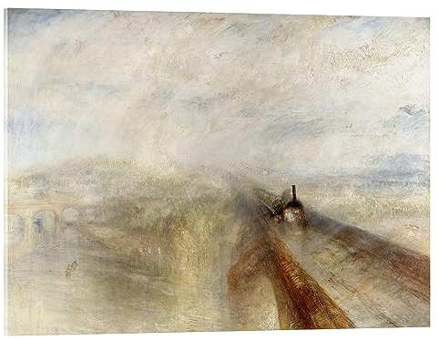Posterlounge Rain, Steam and Speed Acrylic print by Joseph Mallord William Turner 80 x 60 cm Beige Wall art Wall decor