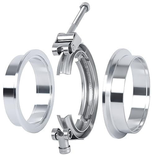 Vitonsbay 4 Inch Quick Release V Band Clamp Coupling with Flange Male Female Stainless Steel(1Pcs)