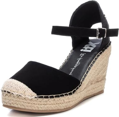 XTI - Sandalias con Cuña Mujer Negro - Calzado Cómodo y Versátil - Moda casual - Modelo 14238205 (Talla 37)