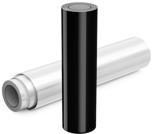 JAVIGA Vinylfolie Plotter Weiß & Schwarz 2 Rollen 30,5 x 457cm Glänzende Plotterfolie Vinyl für Cricut, Selbstklebende Folie Innen und Außen DIY-Basteldekorationen, Geburtstag