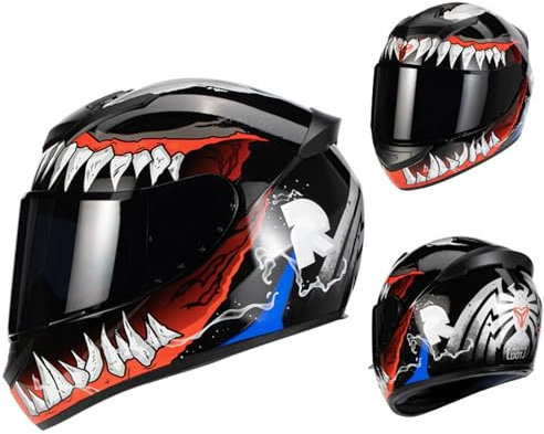 DXDRT Motorradhelme Dual Sport Motorrad Motocross Off Road Integralhelm für Erwachsene Männer Frauen Cascos para Motos Street Bike Helm mit getöntem Visier DOT/ ECE Genehmigt,Venom,M