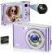 Digital Camera, 4K Autofocus Digital Camera with 32G Memory Card Front and Rear Dual Cameras, HD 48MP with 2.8 Large Screen, 16X Digital Zoom, Rechargeable Compact Camera for Beginners (Purple)