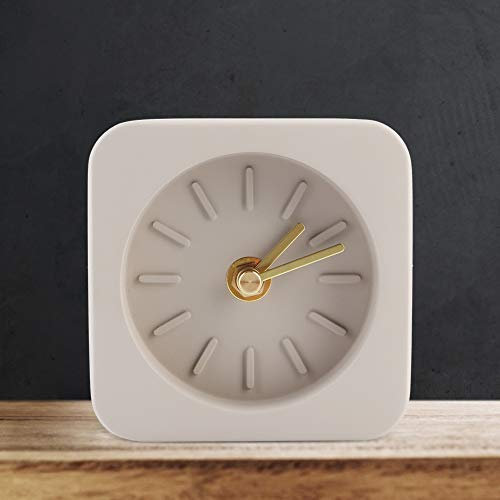 Pssopp Tischuhr im nordischen Stil, quadratische Zement-Tischuhr für Heimbüro-Dekoration, einfaches und Elegantes Design, perfekte Familie und Freunde, (Sandsteinbraun)