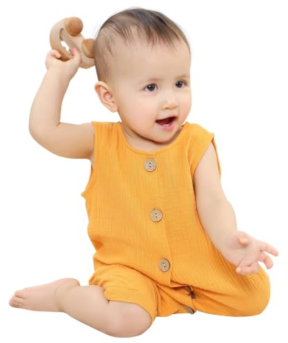 HAHASHOW Tutina Neonata Estiva in 100% Cotone 0-24 Mesi | Senza maniche, Bottone, Lavabile in lavatrice, Traspirante e morbido, Facile da indossare e togliere, Ideale per l'estate