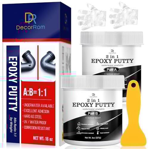 Masilla epoxi - 450g Kit de Reparación de Piscinas Epoxy Bicomponente, Bajo el Agua o por Encima, Reparación de Fugas, Grietas, Relleno, Esculpir - Pegamento Epoxi para Metal, Cerámica (Negro)