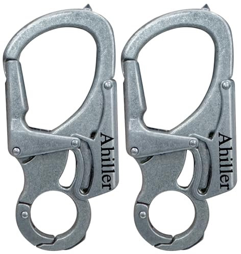 Ahiller Karabiner Schlüsselanhänger Karabinerhaken Clip, Doppelschloss entworfen - Wolfram Stahl Spike - 8cm Legierung Autos Schlüsselbund [Dunkle Legierung-2P]