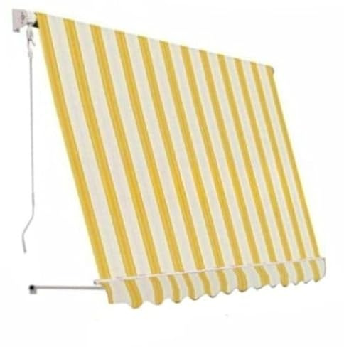 CILVANI TENDA DA SOLE A CADUTA CON MANTOVANA SENZA CASSONETTO 300X250 250X250 100X250 BRACCI REGOLABILI TESSUTO IMPERMEABILE (250X250 GIALLO)