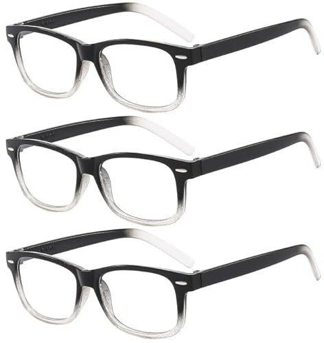 Suertree Lesebrille 3 Pack Leicht Leser Scharnier Augenoptik Brille Lesehilfe für Damen Herren Transparent Brillenrahmen 4.0X