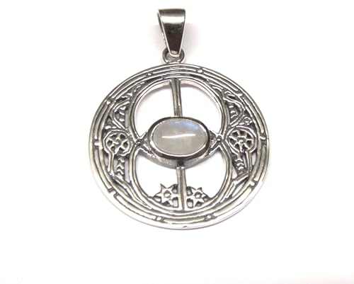 Silberschmuck - BG Kettenanhänger, Anhänger Motiv Avalon, Mondstein, aus Sterlingsilber gearbeitet, 2.5 cm, Schmuck Damen, Freundschaft, Schutzsymbol