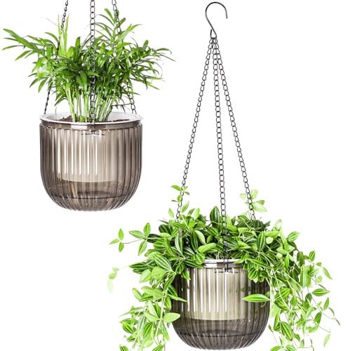 Calvalor Lot de 2 pots de fleurs suspendus de 16,5 cm - Pour l'extérieur - Pot de fleurs suspendu à l'intérieur - Pot de fleurs suspendu pour plantes - Pot de fleurs suspendu