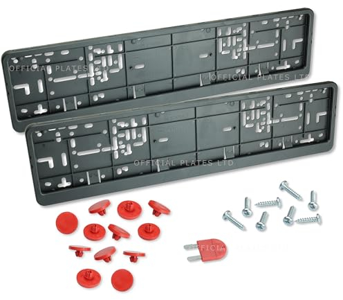 Genuine Wurth Klapp-Fix Number Plate Holder Surround Frame for Cars in UK and Europe. Rubber Anti-vibration Shock absorbers, Screws and Key included. (2x Frames + 12 Shock Absorbers)