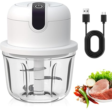 Mini Picadora De Cebolla Eléctrica,300 ml Mini Picador Eléctrico Portátil,Material De Vidrio,Mini Cortador De Cebolla,Cortador De Cebolla USB Para Cebollas,Frutas,Carne,Nueces