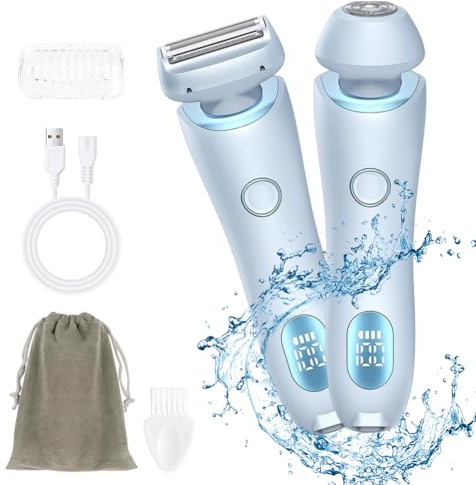 AOGOE Rasierer Damen, 2 in 1 Elektrischer Rasierer für Frauen, Intimrasierer für Frauen mit IPX7 Wasserdicht, Rasierer Wet & Dry, Schmerzfreier Intimrasierer für Gesicht Bikini Beine Arme Körper