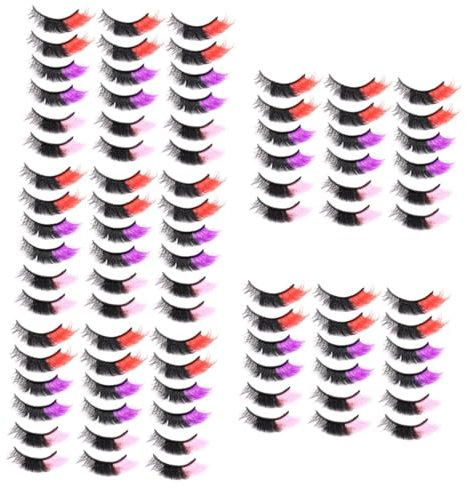 Healeved 45paare Falsche Wimpern Mit Paaren Bunten Farben Für Halloween Cosplay Und Festivals Langanhaltende Auffällige Kunstwimpern Für Besondere Anlässe Und Tägliche Looks