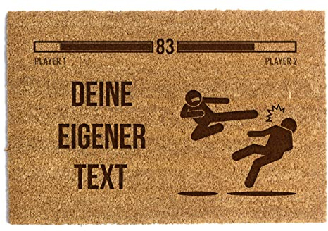 Happenings Personalisierte Fußmatte | Kokosmatte mit Ihrem Text | Original Türmatte für Innenbereiche | Familien Namen | Lustige Eingangsmatte (40x60, Modell 7)
