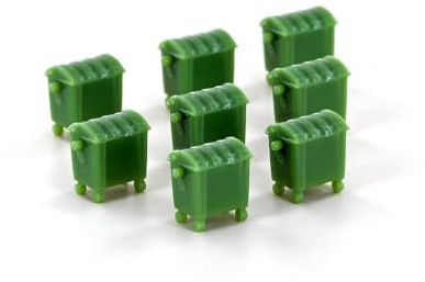 LEMKE Minis 81523298-8er Set Mülltonnen, groß, grün - Spurweite N