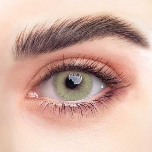 REHLEIN farbige Kontaktlinsen - APFELGRÜN - 2 Stk. inkl. gratis Behälter - grüne Kontaktlinsen - farbige Monatslinsen - natürliches Design - hohe Deckkraft (APFELGRÜN, 1 Paar (2 Stück), -2.00)