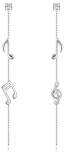 DAYLINLOVE Musikalische Note Ohrringe 925 Sterling Silber Treble Clef Ohrringe Musikalische Schmuck Geschenke für Frauen Musik Liebhaber