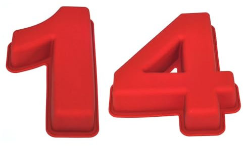 Selecto Bake Grand moule à gâteau en silicone en forme de chiffre 14 ou 41 pour 14ème anniversaire de mariage 1 4
