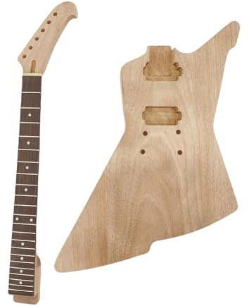 WUQIMUSC DIY E-Gitarre Kit 22Fret 24.75inch Mahagoni mit HH Pickups Banana Kopf