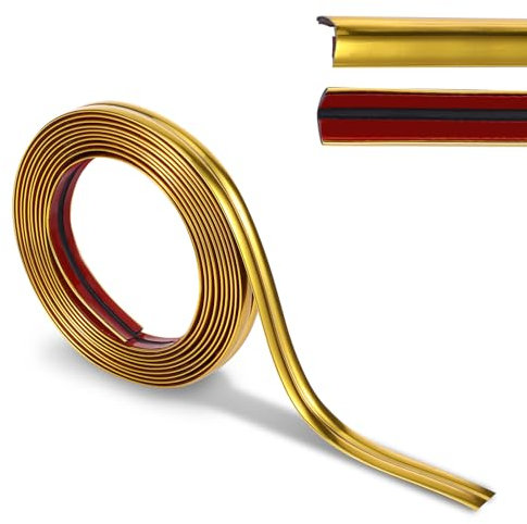 ChauLanBow Kantenschutz Wand, Zierleisten Selbstklebend, Kantenschutz Zierleiste Wandleisten Selbstklebend, PVC Weichsockelleiste für Wände, Schränke, Kacheln (Gold)