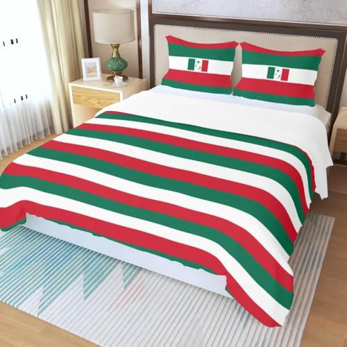 RZPFQB Flagge Kinder Bettwäsche 135x200 Bettwäsche Set für Teens Jungen Mädchen Kinderbettwäsche Italien Flagge Bettbezug Set Grün Weiß Rot Microfaser Bettwäscheset