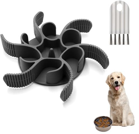 Slow Feeder Dog Bowl,Slow Feeder Insert for Dog Bowls,Makes Meal Time Fun, Dog Bowls to Slow Down Eating,Promotes Healthy Digestion, Non-slip and Durable(Gray)