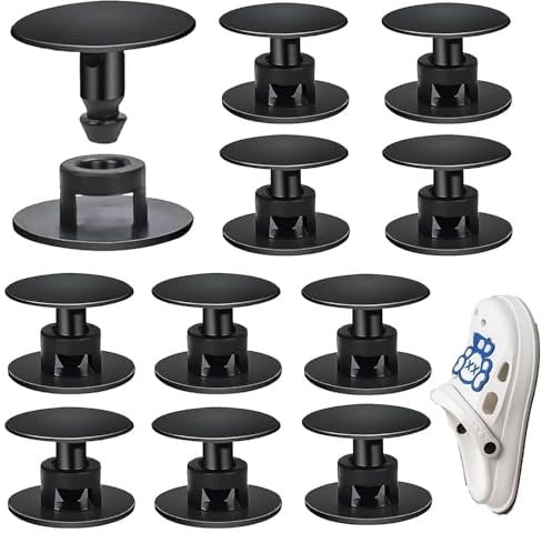 10 Pcs Croc Rivets, Croc Replacement Rivets, 16mm*14mm*10mm, Plastic Material, Durable and Easy to Install, for Any Shoes with Holes,Boots (Black)
