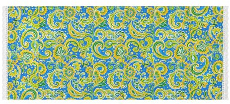Fundas bohemias retro para lavadora y secadora con borde de encaje amarillo y azul, funda protectora lavable para lavadora, microondas, refrigerador, 51.2 x 22 pulgadas