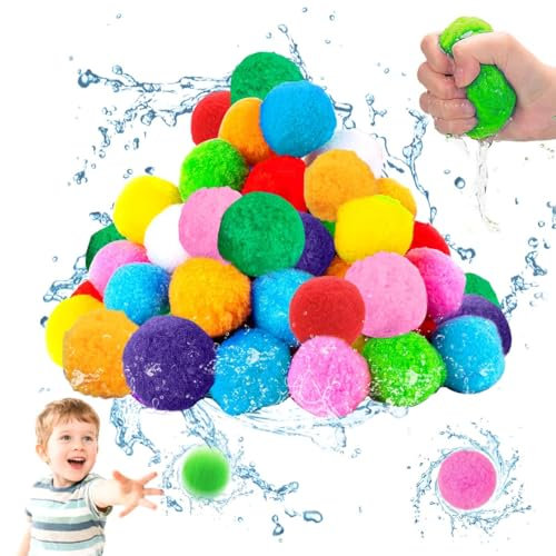Wasserbomben Wiederverwendbar, 45 Stück Softball Wasserbomben, Baumwoll Wasserbomben, Splash Bälle, Wasserschlacht Bälle, Wasserbomben Bälle Set, Spritzbälle, Splash Wasserbälle für Kinder Erwachsene