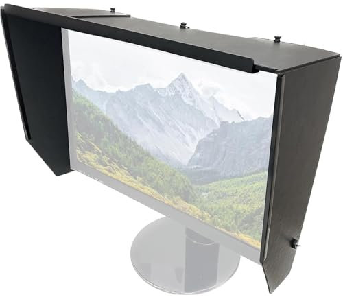 Desktop Computer Screen Hood, Foldable Anti-Glare Monitor Hood, 16-27inch Adjustable, with Three Sided Efficient Shading, for Office, Play Games