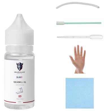 Ragnar GlideX Treadmill 100% Pure Silicone Oil – Premium Lubricant for Treadmills, 30 ml, Full Lubrication Kit: gloves applicator extension tube cleaning cloth, foam swab and silicone oil Made in UK