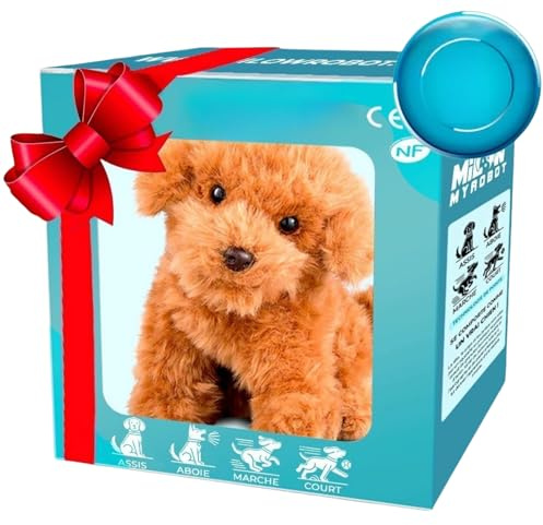 MEIION Mao Wow Lieber Teddy 2.0 - EIN realistisches Haustierspielzeug Lebensechter Roboterwelpe 17 cm, schlafender Plüschwelpe, emotionale Unterstützung für Kinder, wartungsarme Haustier-Alternative