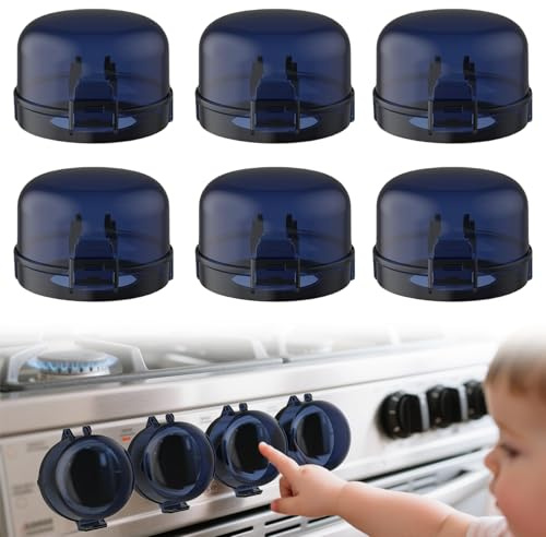 Kabwea 6 stück StHerdknopf Sicherheitsabdeckungen für Kinder, Kindersicherung Herd Drehknöpfe, Herdschutzgitter, Backofen Findersicherung (79 * 42mm)