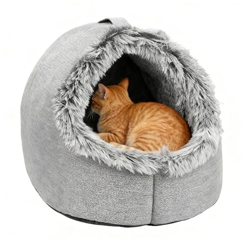 Katzenhöhle,Weiches Warmes Nest Mit Beruhigendem Griff - Katzenhöhle Bett Warmes Haus,Für Kätzchen Welpen Kleine Hunde Zum Schlafen Innen Schlafzimmer Wohnzimmer Balkon Zuhause Wohnung