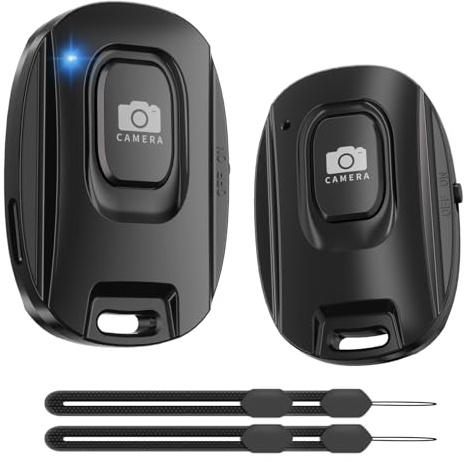 VYVIYON Bluetooth 5.2 Kameraselbstauslöser für iPhone und Android-Smartphones (2er-Pack), Drahtlose Fernbedienung für Fotos und Videos, Batteriebetrieben, mit Abnehmbarer Handgelenkschlaufe, Schwarz
