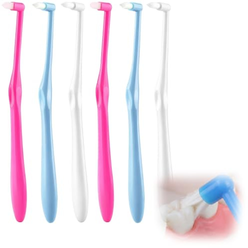 6 Pcs Single Tufted Toothbrush, Soft Single Tufted Toothbrush with Cover