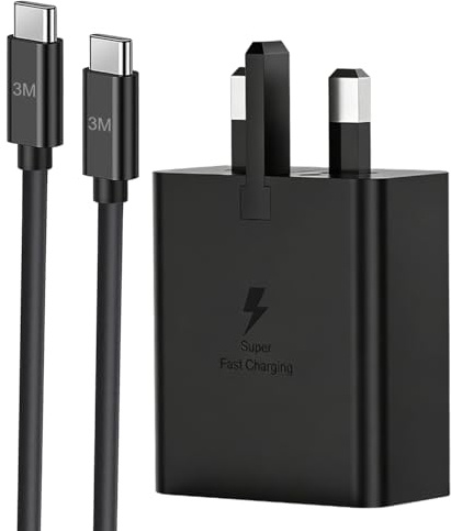45W Samsung Super Fast Charger 2.0 USB C PPS Type C Phone Superfast Adapter Plug and Cable 3M Charging for Galaxy S26 S25 Ultra S24 S23 S22 S21 S20 A17 A16 A25 A26 A32 A33 A34 A35 A36 A53 A54 A55 A56