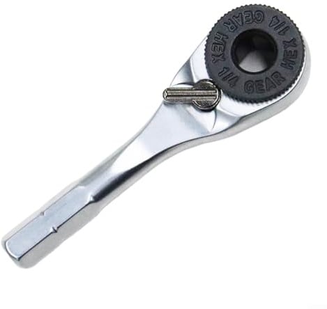PureBowlic Compact Hex Handle Ratchet Wrench With 60-Tooth Mechanism, for CR-V Steel Screwdriver For Tight Spaces, Bike Repair And Home, 1/4'' Drive, Silver(A)