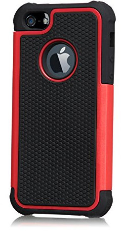 32nd Custodia Protettiva Ibrida Copertura Anti-Urti Case Cover per Apple iPhone 4 4S - Rosso