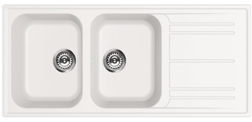 SMEG Évier LZ116B 2 bacs avec égouttoir Dimensions 116 x 50 cm Couleur Blanc Série Rigae