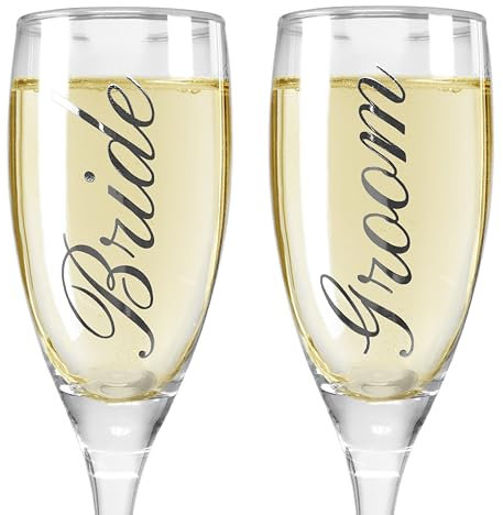 mariée et marié Verres à champagne – Lot de 2 élégant flûtes à griller – Ensemble de mariage Argenté Verre à champagne – Cadeau de mariage – Mariage Lunettes